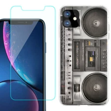 For Apple iPhone 11 Slim-Fit Case, w/ Tempered Glass - Boombox
