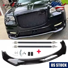For Chrysler 300 2005-2020 Front Bumper Lip Splitter Spoiler Chin Kit Gloss Blk