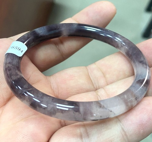 Certified Grade A Lavender Purple Golden silk jade Bangle Bracelet 54mm 6594 - Picture 3 of 4