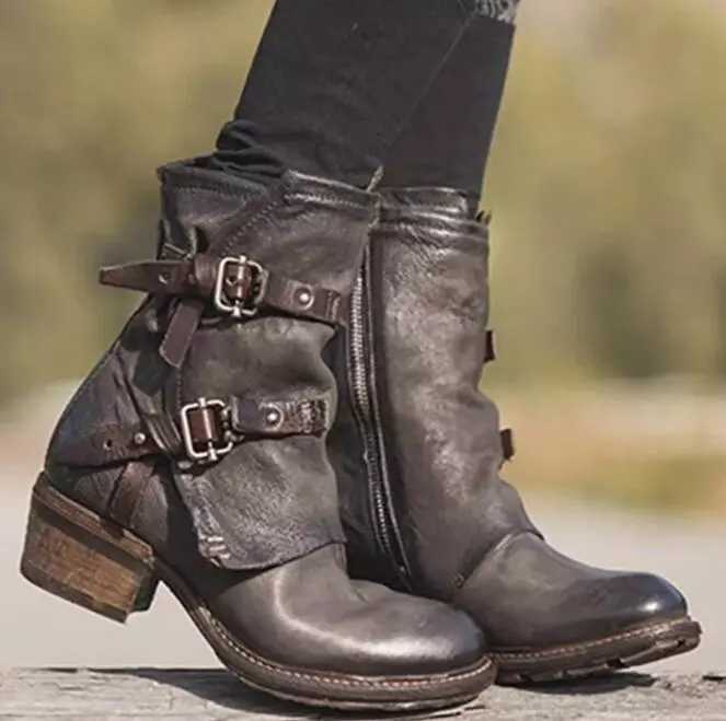 Vintage buckle hotsell side zipper boots