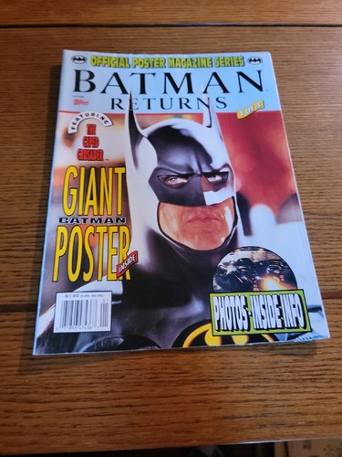 TOPPS 1992 BATMAN RETURNS OFFICIAL MOVIE POSTER MAGAZINE # 1 MICHAEL KEATON SEE!