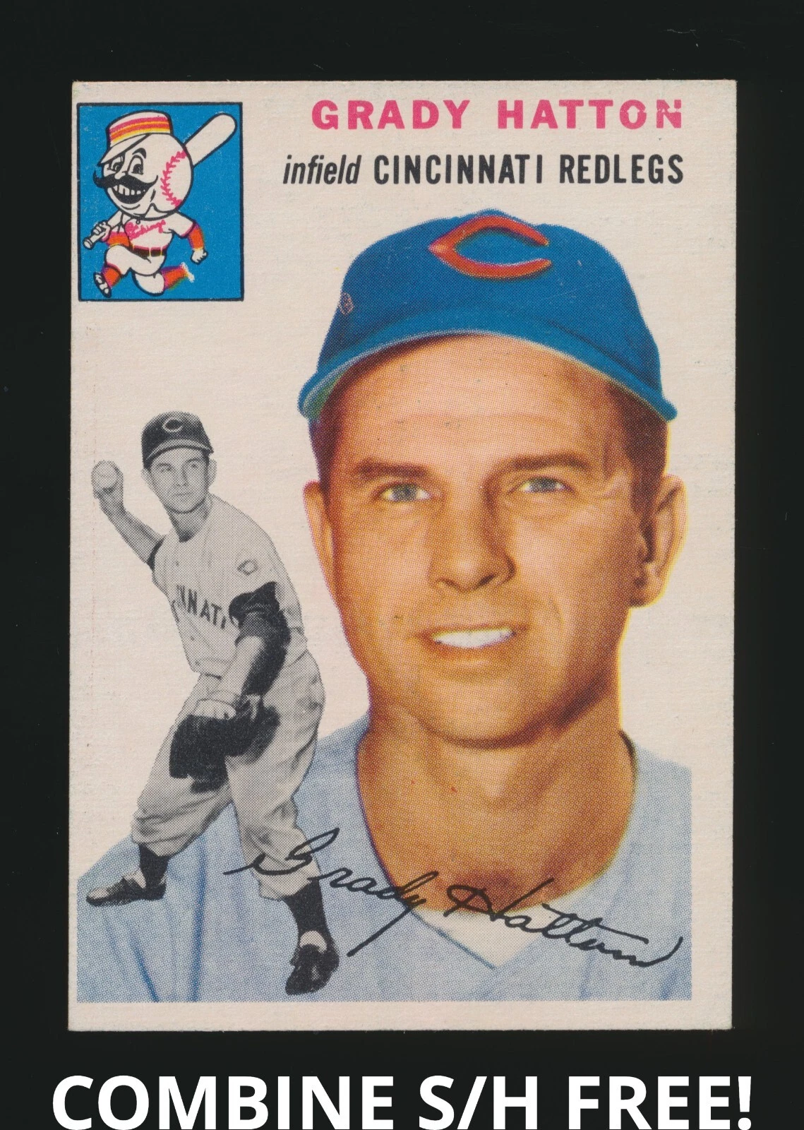 1954 Topps Grady Hatton #208 - VG (MC) - Cincinnati Redlegs - Near Set Break