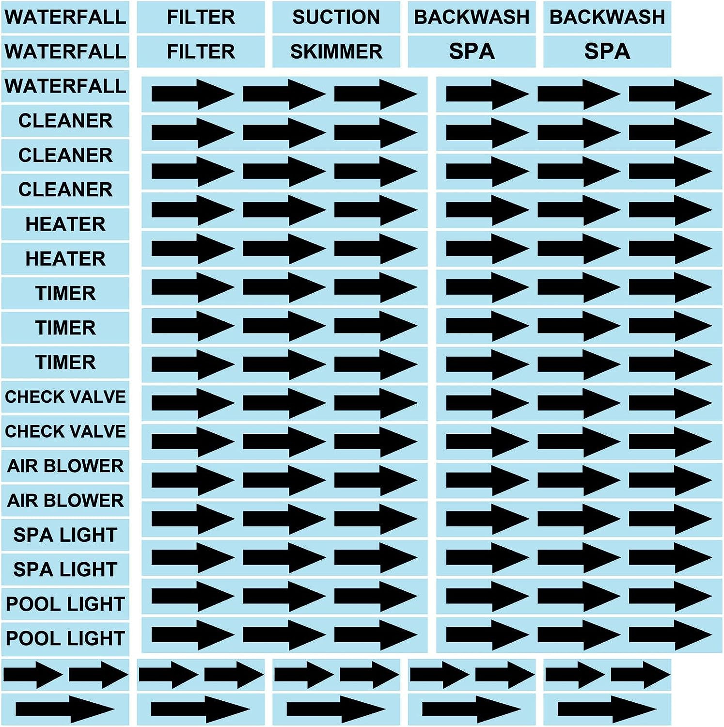 Pool Equipment Identification Labels Waterproof PVC Sticker Labels for Swimming 