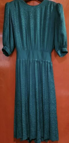 Vintage Argenti 100% silk teal green dress Size 8