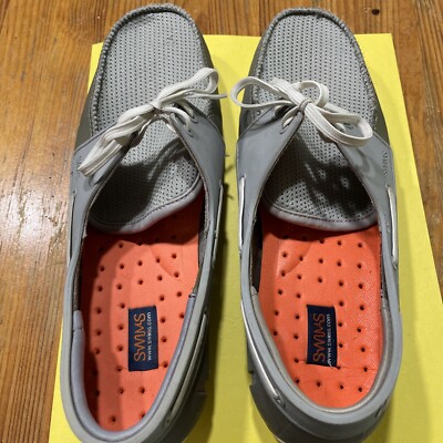 SWIMS Loafer Mens 8 Gray/Orange Braided White LaceBreathable  display picture 3