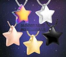 New Star Cremation Curve Urn Keepsake Ashes Memorial Necklace