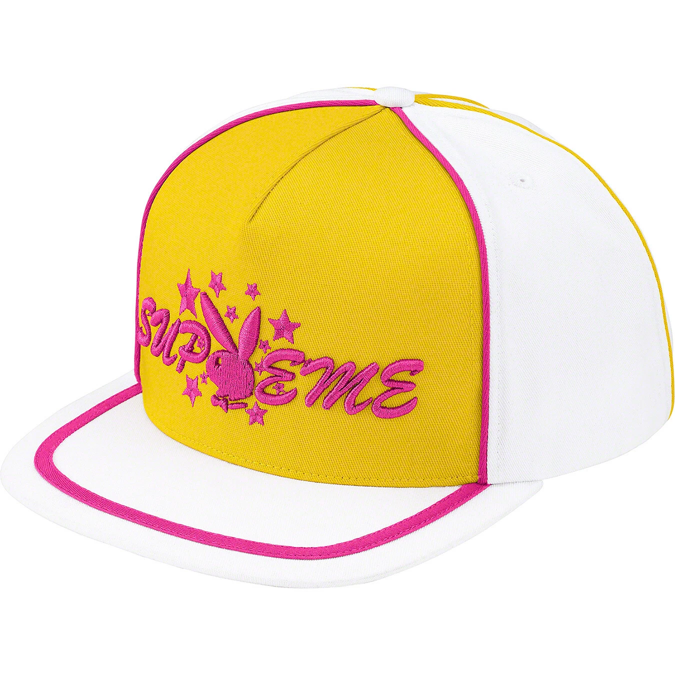 CHAPEAU SNAP BACK SUPREME PLAYBOY 5 PANNEAUX BLANC NEUF AVEC ÉTIQUETTE