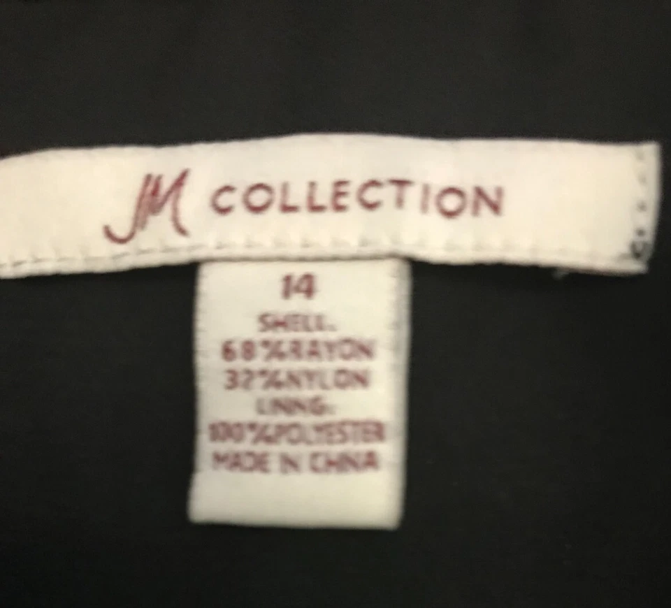 JM Collection Sz 14 Black Velvet Burnout Floral Blouse Tunic Lined Pullover - Image 2 of 4