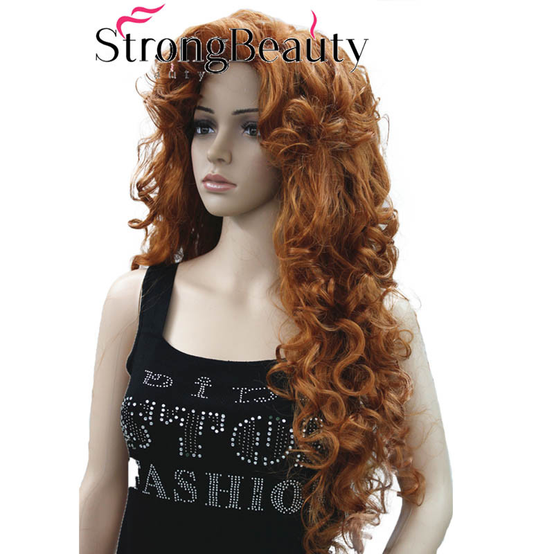 StrongBeauty Long Curly Red Black Full Synthetic Wig Cosplay Women‘s