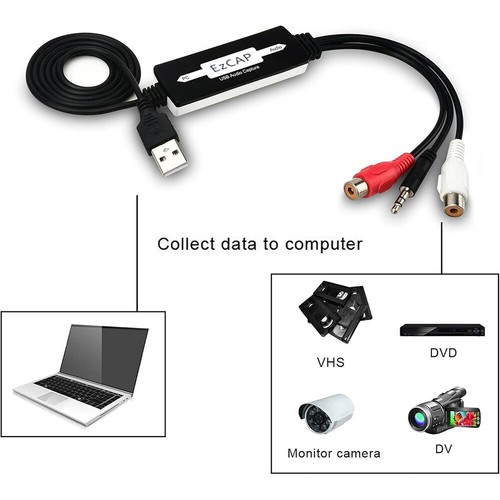 USB 2.0 Audio Capture Card Grabber Converter for Cassette Tapes to Digital MP3 - Afbeelding 11 van 12