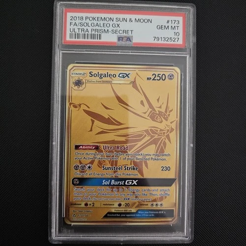 PSA 10 Solgaleo GX 173/156 Gold Secret Rare Ultra Prism 2018 Pokémon GEM MINT
