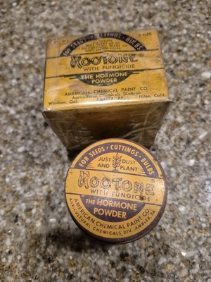 Vintage Amchem ROOTONE With Hormone Powder, 1/4 Full. Great Cobalt Jar.