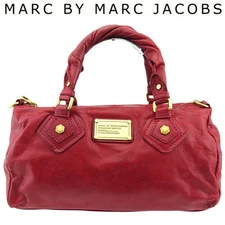Marc Jacobs Y2K Classic Q shoulder Hand bag Miniboston  Red Gold Leather Used