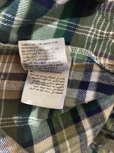 Size Large-Club Room Flannel Plaid Button Front Madras Green Lightweight - Picture 5 of 5