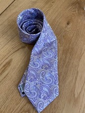 Geoffrey Beene 3 1/2W 58" Long Hand Made 100 Silk Tie Paisley Purple