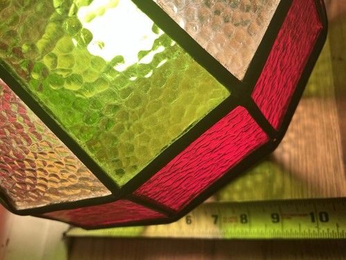 Vintage/Antique Stained Glass hanging Light Chain Swag MCM Pendant Tiffany Style - Picture 3 of 10