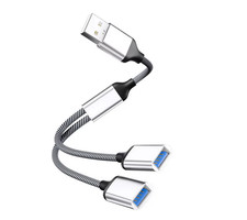 USB Splitter 1 Port, Dual USB 1 Male to 2Female Adapter for Data Power Charging
