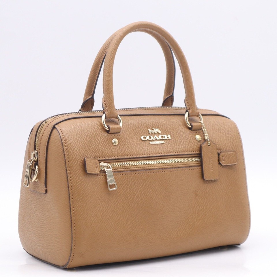 Coach Crossgrain Leather Luxury Rowan Satchel Brown Bag Auth From Japan