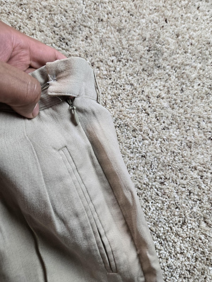 Vintage Emporio Armani Pants Womens 42 Beige Pleated Front High Waist Tapered View 5
