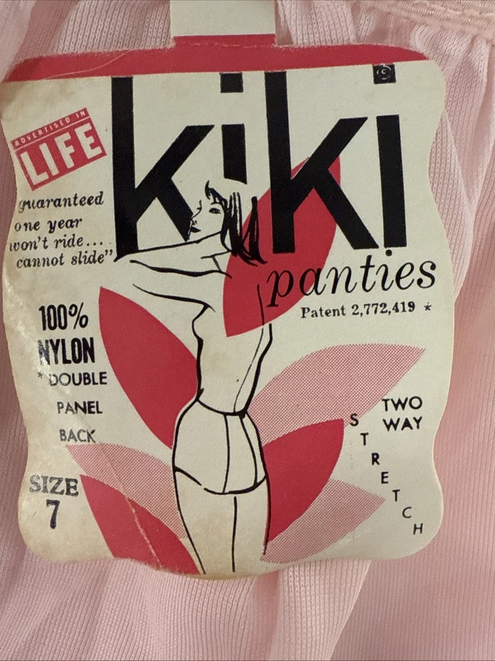 Bragas Kiki Vintage Rosa Nylon Encaje Doble Panel Espalda Abuela Panty Elastizadas ETIQUETA Foto 3 de 4