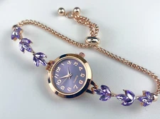 Ladies Quartz Watch Round Alloy Case Diamond-accent Classic Elegant Bracelet