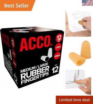 ACCO Rubber Finger Tips, Size 12 Medium, 11/16'' Base Diameter, Nubbed for Bet...