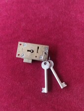 Vintage Brass Union 4 Lever Cabinet Lock Two Keys