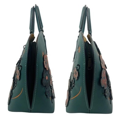 COACH Dakota Tea Rose 2-Way Shoulder Bag Green Leather Handbag