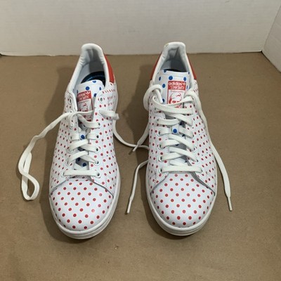 Mens Size 11 UK 10. 5 Adidas Stan Smith/Pharrell Williams Red Polka Dot Sneaker