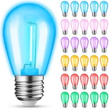 30-Pack Colored String Light Bulbs, S14 LED Replacement Bulbs for Multicolor