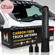 Anodized 3" Short Black Carbon Fiber Truck Antenna for Chevy Silverado  GMC Sie