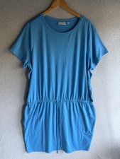 Belle Kim Gravel Dress Womens 2X Blue Belted Packable Boho Resort Vacation 