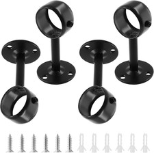 4 Pcs 1-1/4 Inch Curtain Rod Ceiling-Mount Bracket, Stainless Steel Flange Rod H