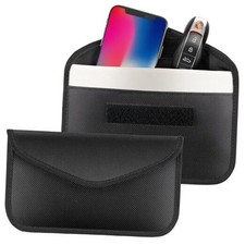 2 Pack Faraday Bags for Phone and Car Keys, Signal Blocking Key Pouch, Black