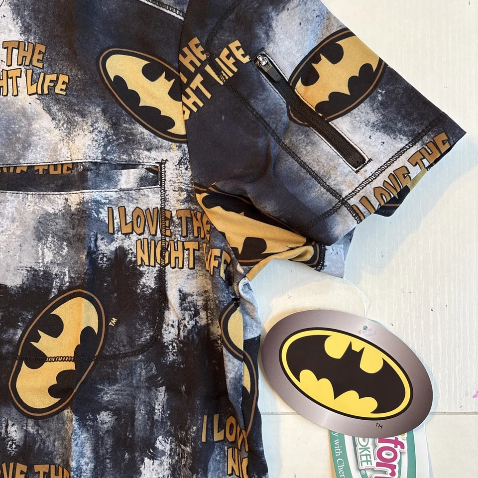 Batman Cherokee Scrubs Tooniforms Mens V Neck Top TF730 Size Small - Image 3 of 4