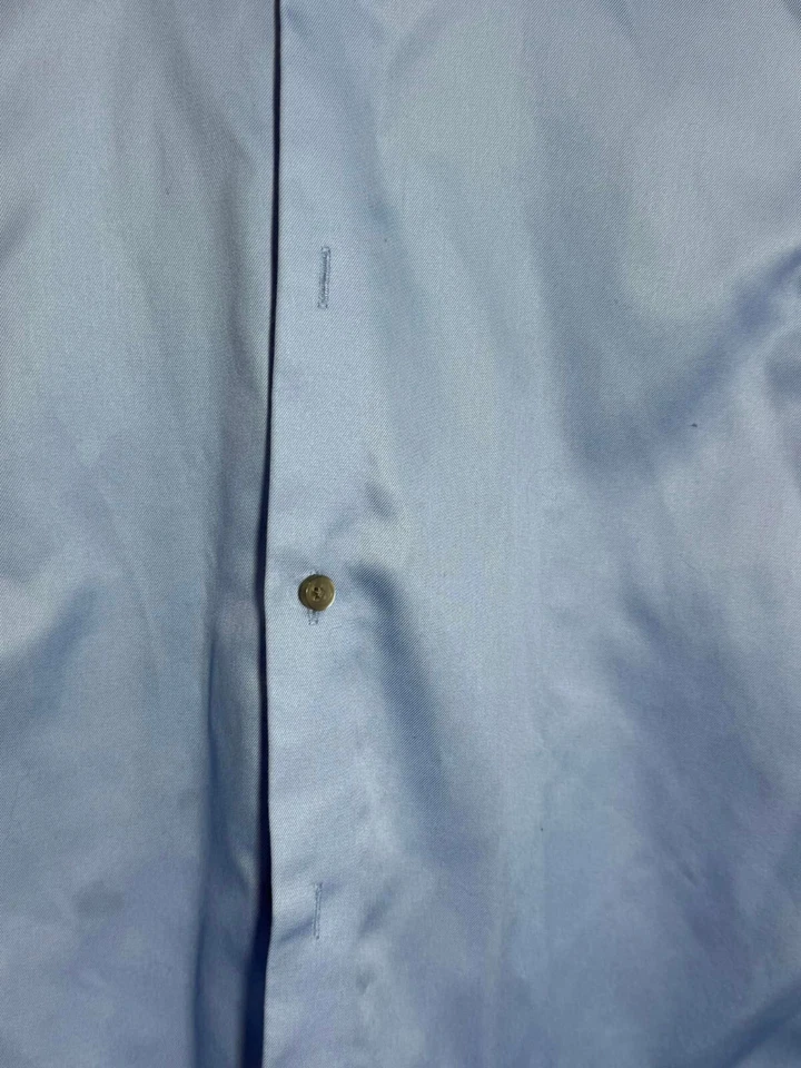 Camisa Calvin Klein Para Hombre Manga Larga Calce Ajustado - Talla: Med. 14 1/2 - Color: Azul Foto 3 de 4