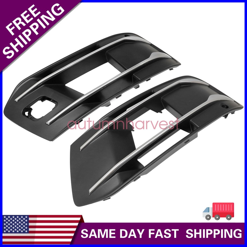 AUDI Q7 2016-2019 Front Bumper Cover Fog Light Grille Bezel Insert Pair