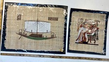lot of 2 artist PAINTINGS ON PAPYRUS egyptian style