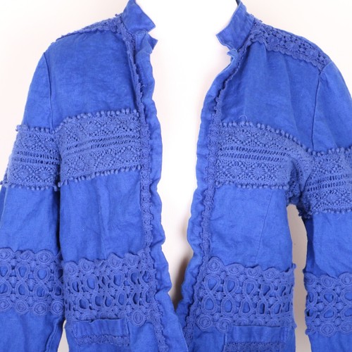 Chico's Lace Works Casual Jacket Shrug Fashion Coat Women's 1 Blue - Picture 2 of 10