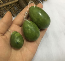 3pcs Set Drilled Helu Jade Yoni eggs 52x33mm,40x30mm,31x23mm for kegel exercise