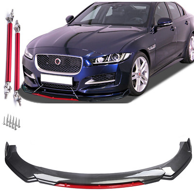 Front Bumper Lip Spoiler Splitter Carbon fiber +Red for Jaguar XE Xf XJ Body Kit