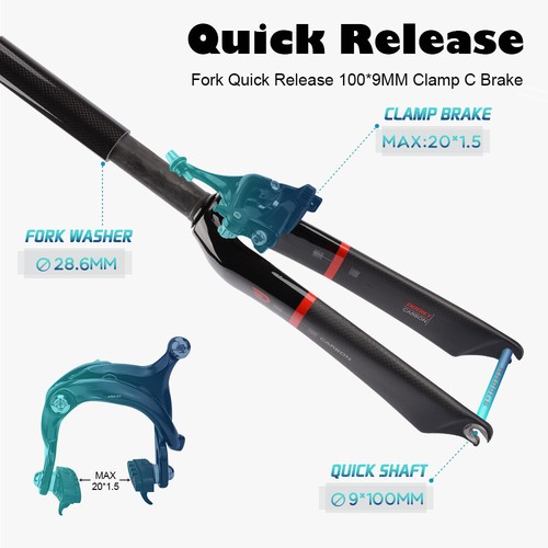 1-1/8 in Full Carbon Fiber Bicycle Forks BMX Folding Bike Rigid Fork 18/20/22 in - Picture 7 of 26