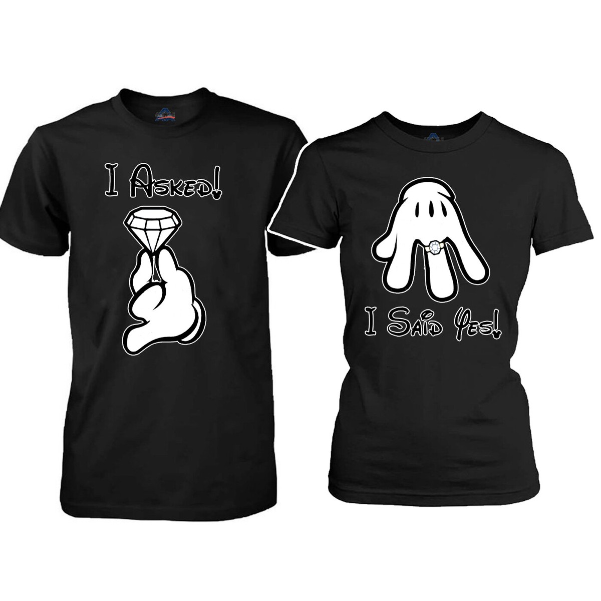I Asked, I Said YES! Engagement Matching T shirts Disney Couple