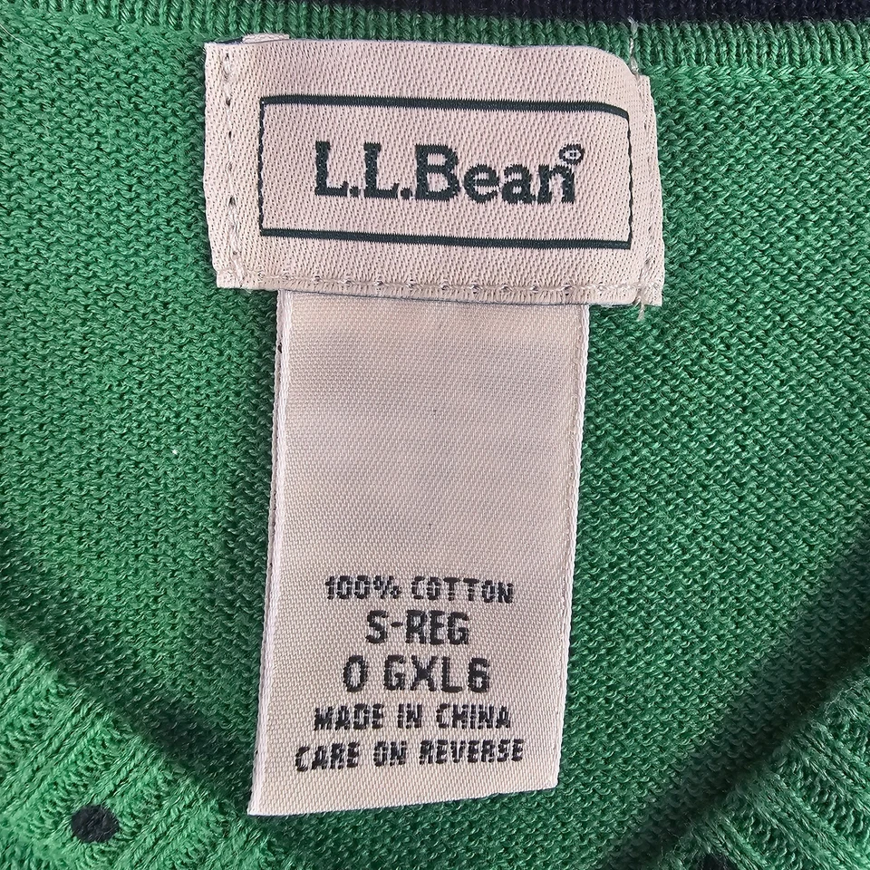 LL Bean Cárdigan Suéter Mujer Pequeño Regular Lunares Botón Frontal Verde Foto 3 de 4