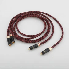 Pair HI-End OFC Pure copper RCA To RCA Audio Cable Interconnect gold-plated plug