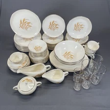 Homer Laughlin Golden Wheat Dinnerware Set Vintage 22K Gold Rim Replacements