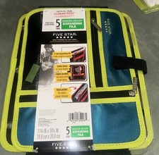 Binder Ready-Expanding 5 Tab File with zippered pockets, Blue by Mead, NEW