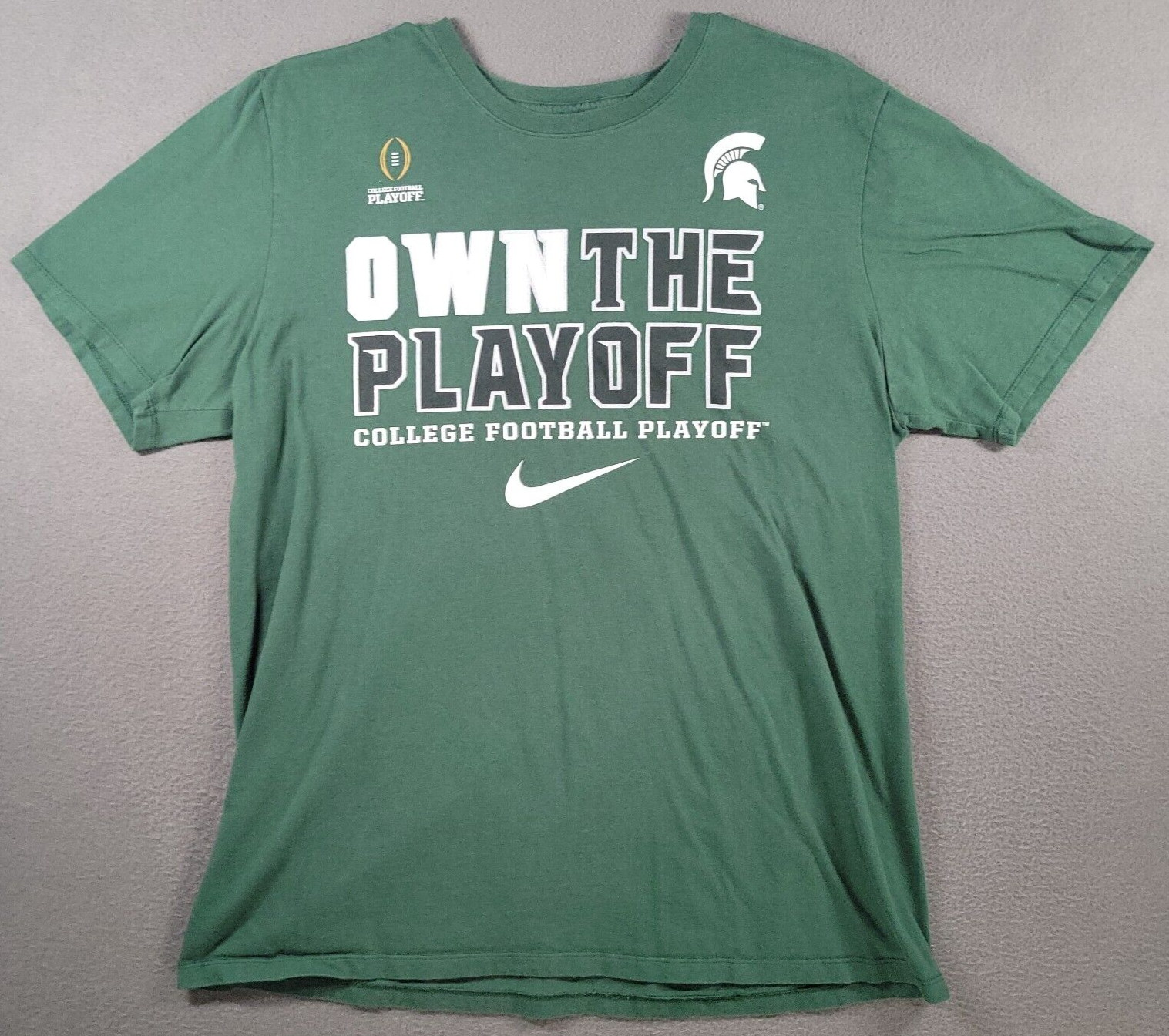 Michigan State Shirt Mens XL Green Nike Graphic Print Logo NCAA Football Playoff