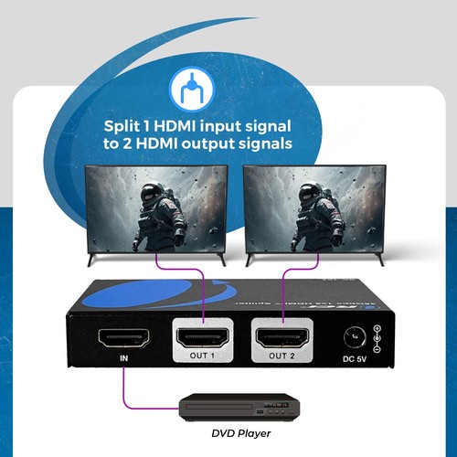 OREI 1x2 HDMI Splitter W/ Audio Out: 1-In 2-Out, UltraHD 8K, EDID (BK-102) - Picture 4 of 9