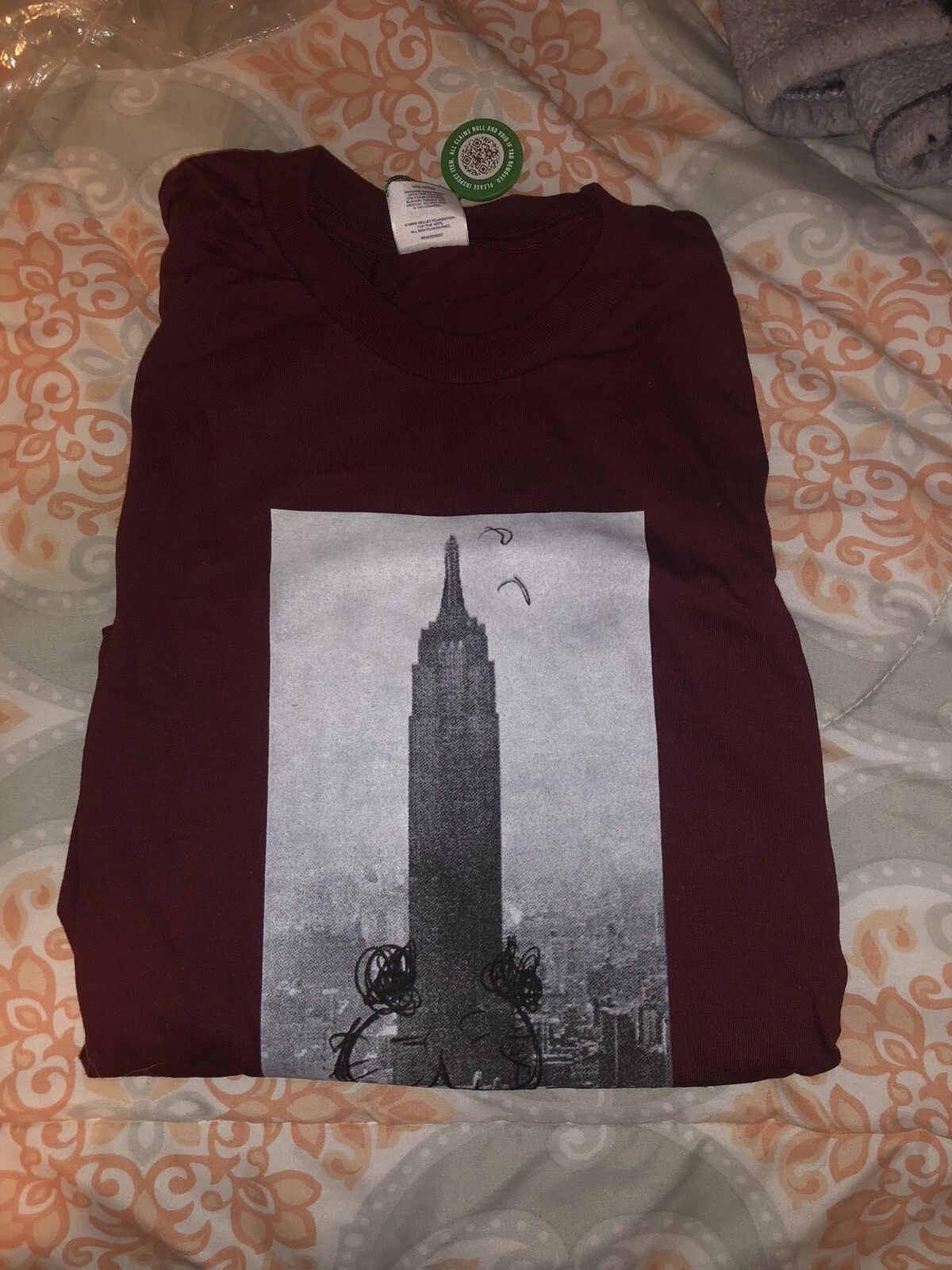 T SHIRT FW18 SUPREME X MIKE KELLEY EMPIRE STATE BUILDING BOURGOGNE TAILLE GRANDE DS